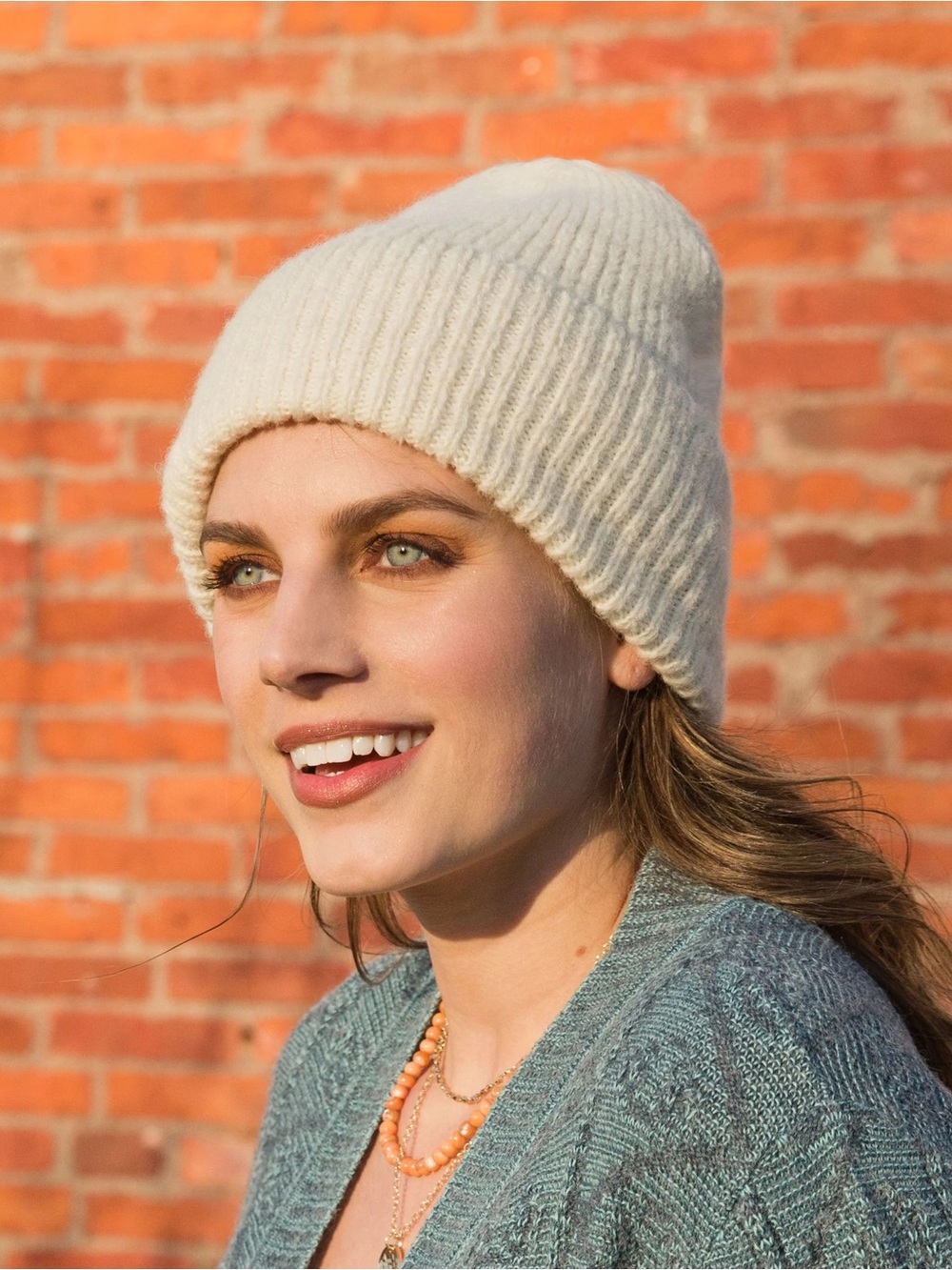 Peruvian connection baby alpaca hat beanie in cream white womens OS